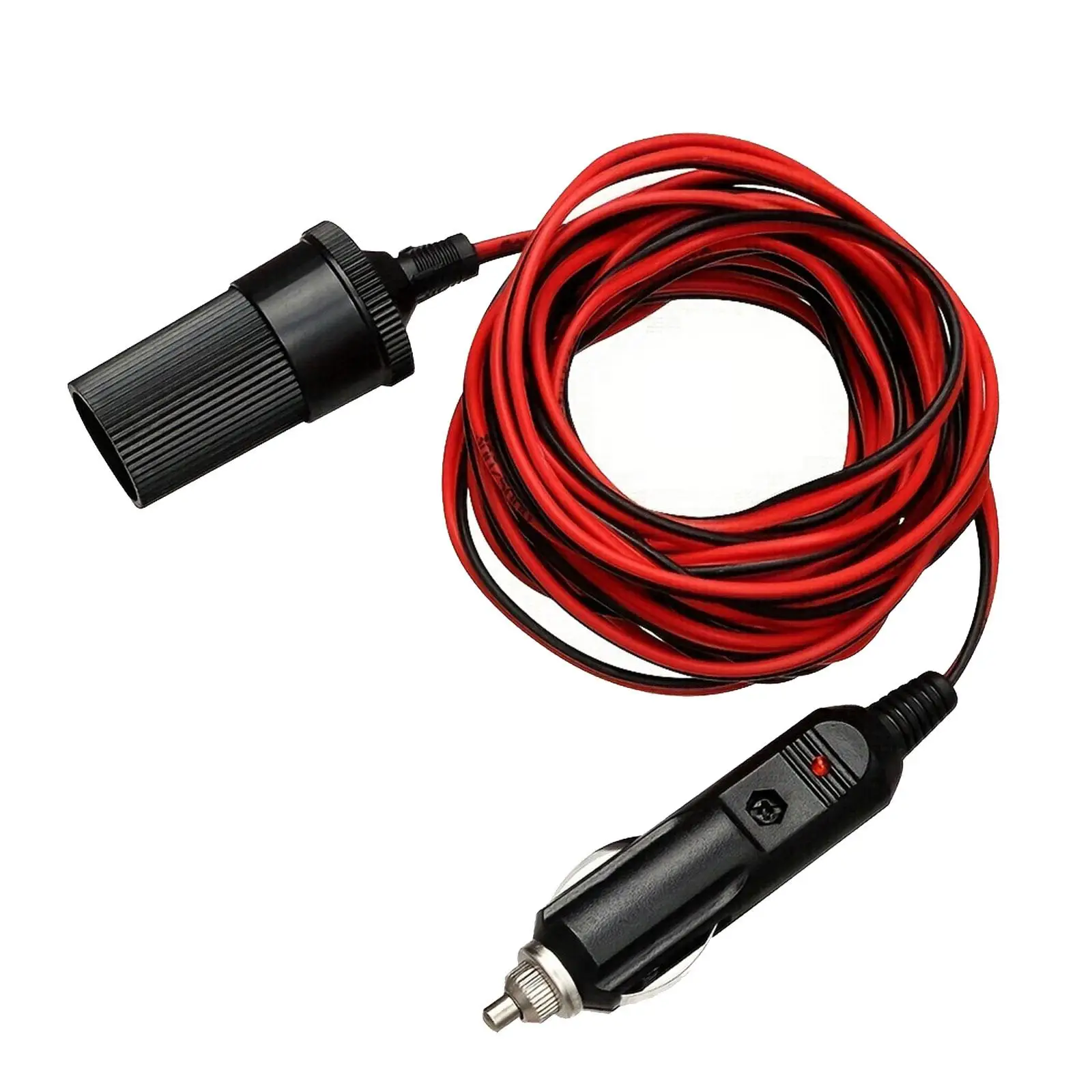 Cigarette Lighter Power Plug Extension Cord Replace Parts Red and Black Lines