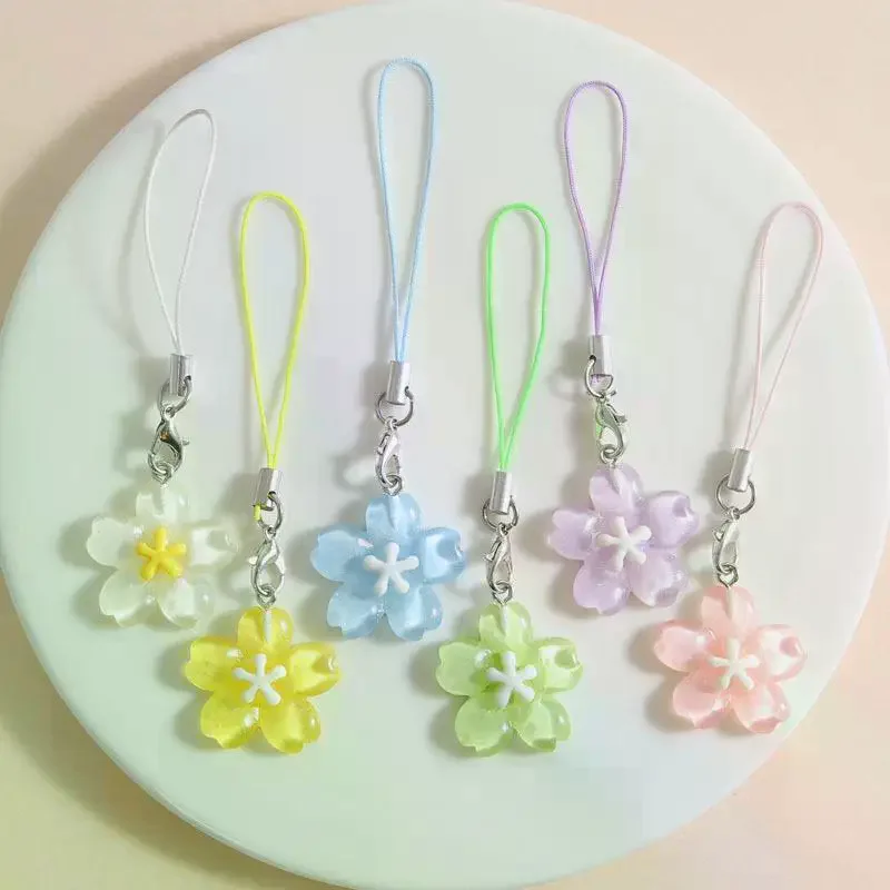 Resin Flower Keychain Fresh Transparent Color Bag Phone Chains Trendy Cute Kawaii Pendent Accessoryirls For Girls Gift
