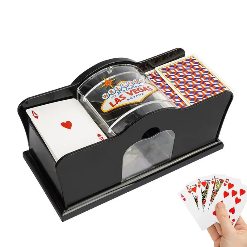 Poker Card Shuffler Hand Cranked Automatic Card Shuffler Mixer 2 Decks of Card Holder Easy Hand Cranked System for Card Games