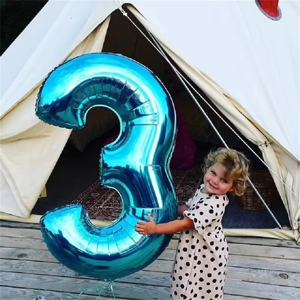 Large Size 40 Inch Number Foil Helium Balloons Baby Shower 3 Years Birthday Theme Party Decoration Air Globos Kids Toys Supplies