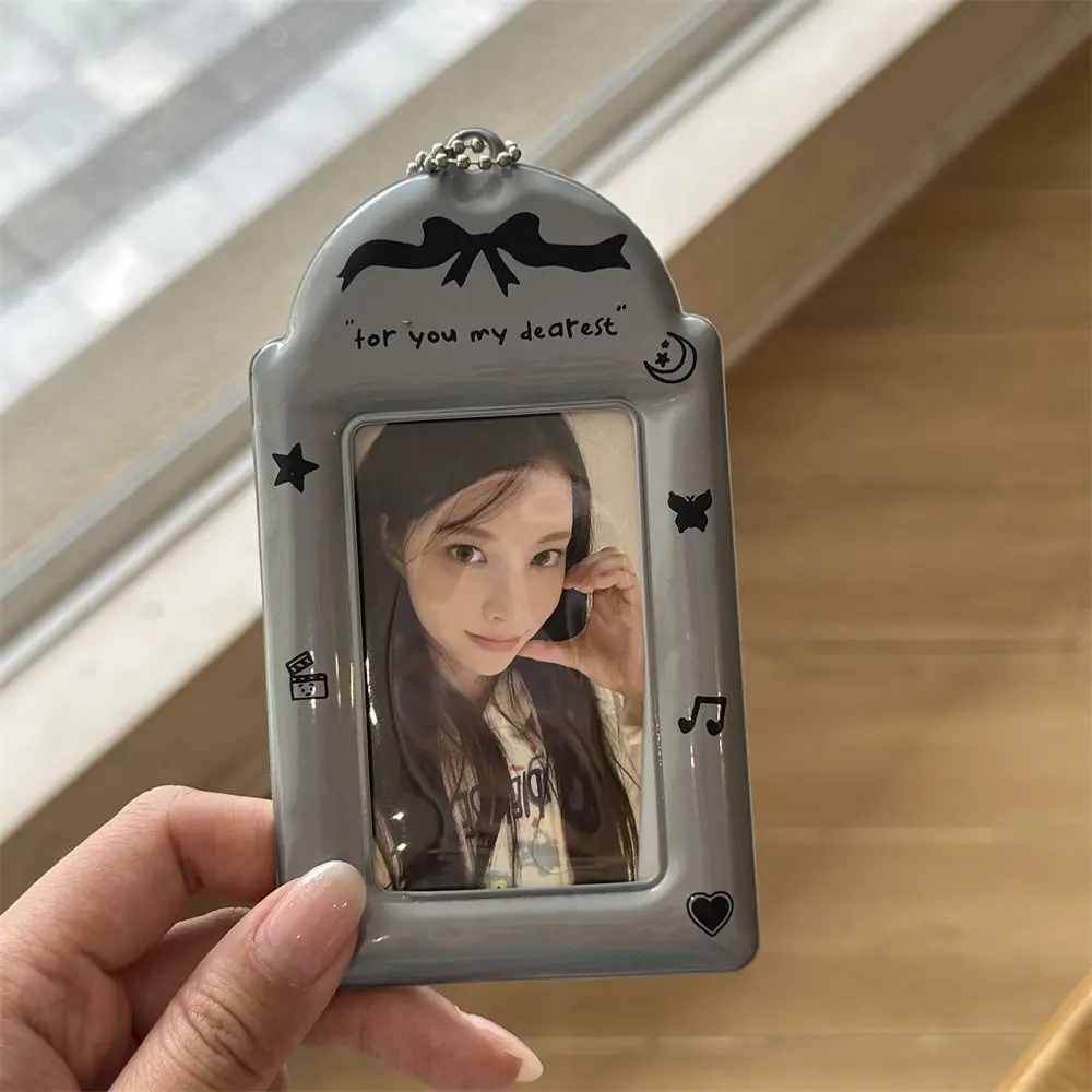Stylish Multifunction Kpop Photocard Holder with Keychain Original Photocard Case PVC Cute 3 Inch Mini Photo Holder Girls