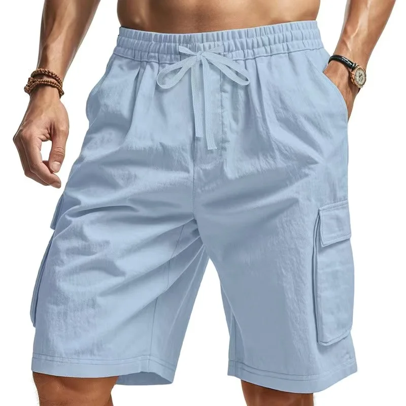 

Mens Stylish Black Cargo Shorts Elastic Waist Comfortable Fit Business Casual Fashion