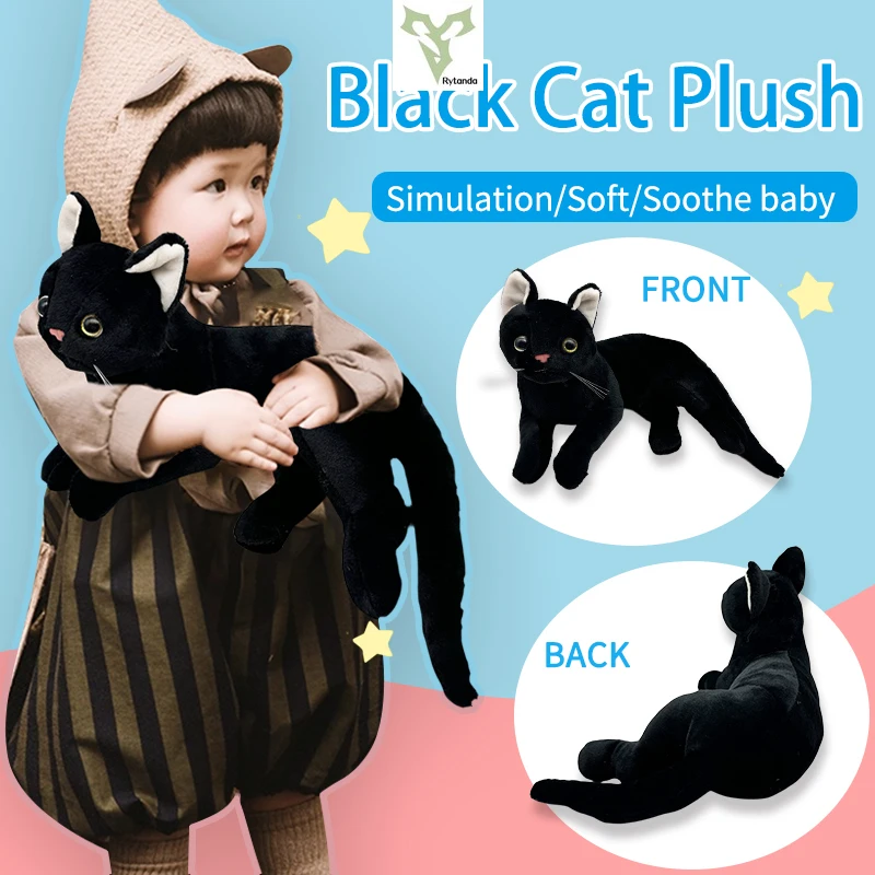 25cm Simulation Black Cat Plush Toys Kawaii Comfortable Animal Plush Toys For Children's Toy Decorations Festival Gifts