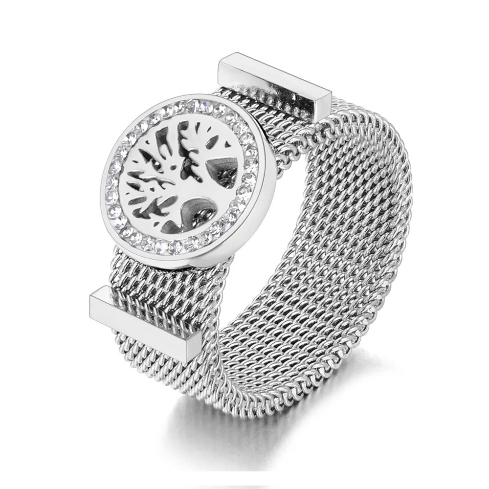 Women's Roman Numerals Network Chain Titanium Ring