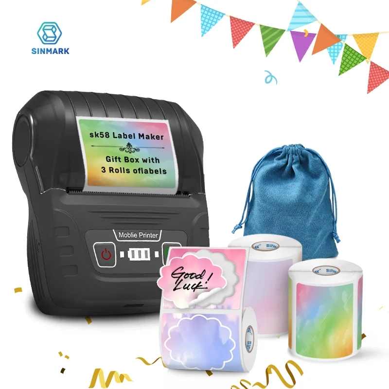 Portable Thermal Printer with cloth Bag and Colorful Labels Wireless Photo Memo Wrong Question Printing Tag Bluetooth Printer