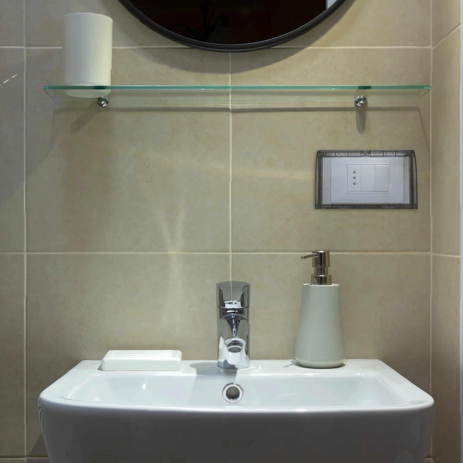 

2 Pcs Waterproof Socket Protective Cover Thickened Double Slots Adhesive Wall Outlet Protector Splash for Heaters