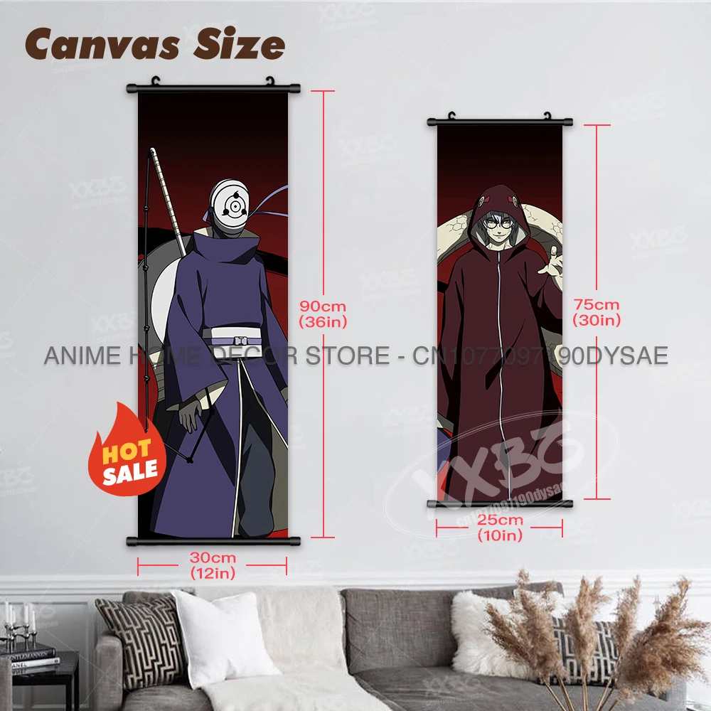 Naruto Poster Uchiha Sasuke Anime Tapete Jiraiya Hängende Malerei Wandkunst Gaara Home Decor Namikaze Minato Scrolls Bild – Detail 4