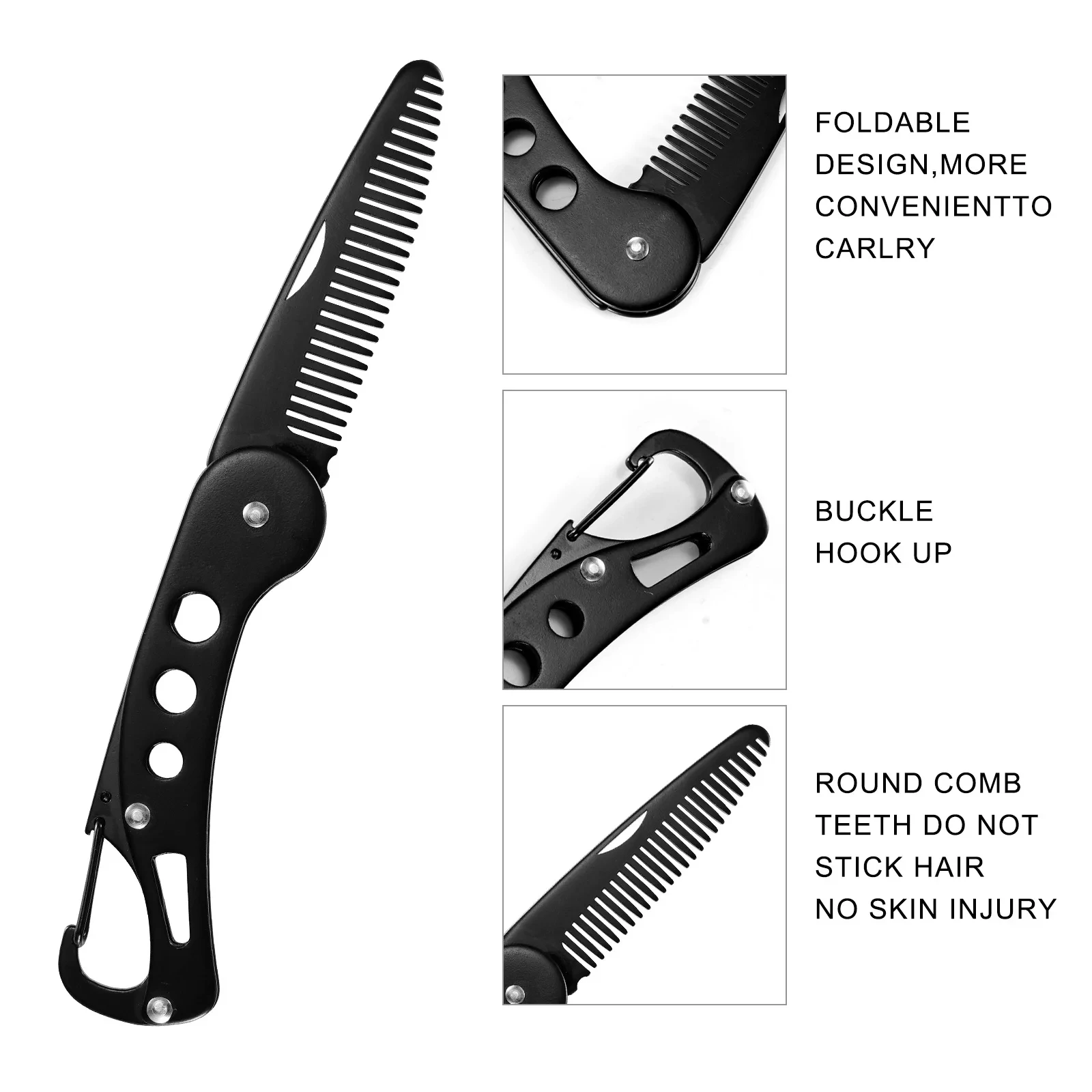 Metal Folding Beard Comb Beard Growth Essential Oilrosemary Facial Hair Growth Liquid Man Beard Modifier Styling Toolproduct