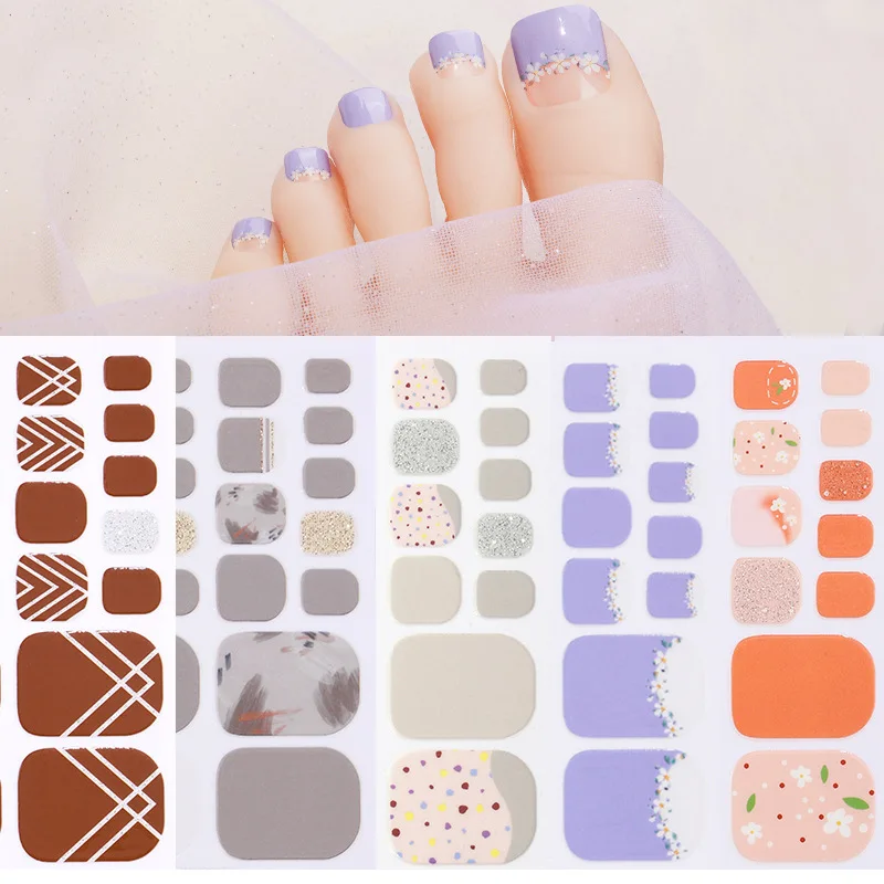 여름 신제품 발 스티커, 일본 및 한국 매니큐어 스티커, 작은 신선한 꽃 발톱 스티커, 전체 스티커 도매