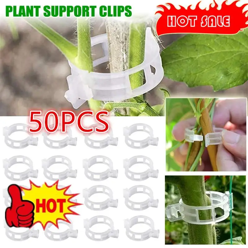 

50PCS Plant Clips Supports Reusable Plastic Connects Fixing Vine Tomato Stem Grafting Vegetable Plants Orchard and Garden Tools