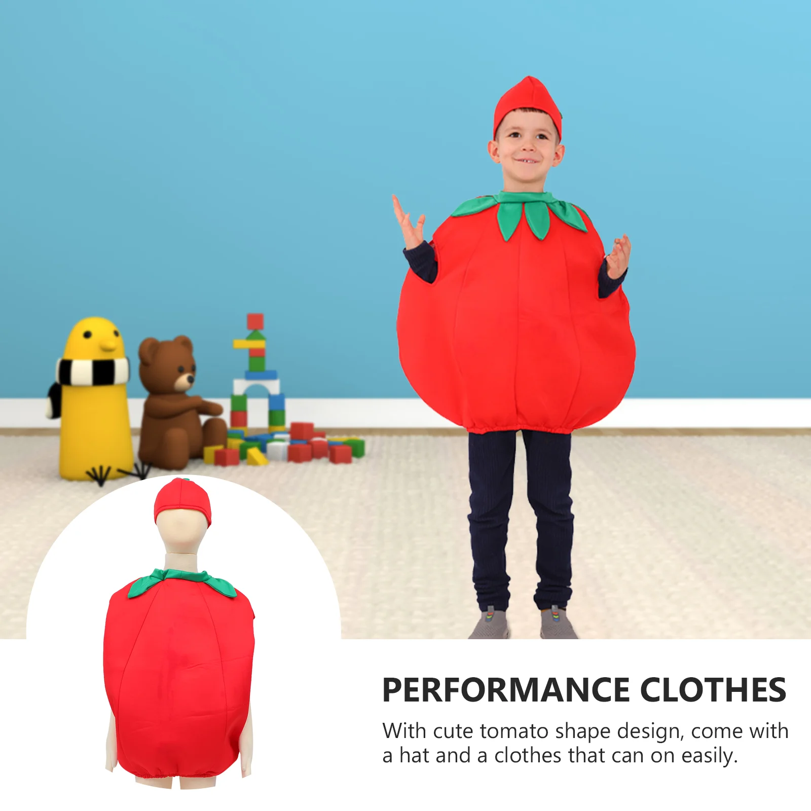 Tomato Kids Clothes Cosplay Dress Stage Costume Performance Costumes Fruit Vegetables Kit