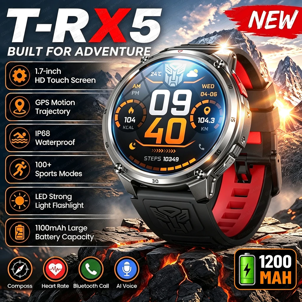 2026 New T-RX5 1200mAh Battery Smart Watch Men 1.7
