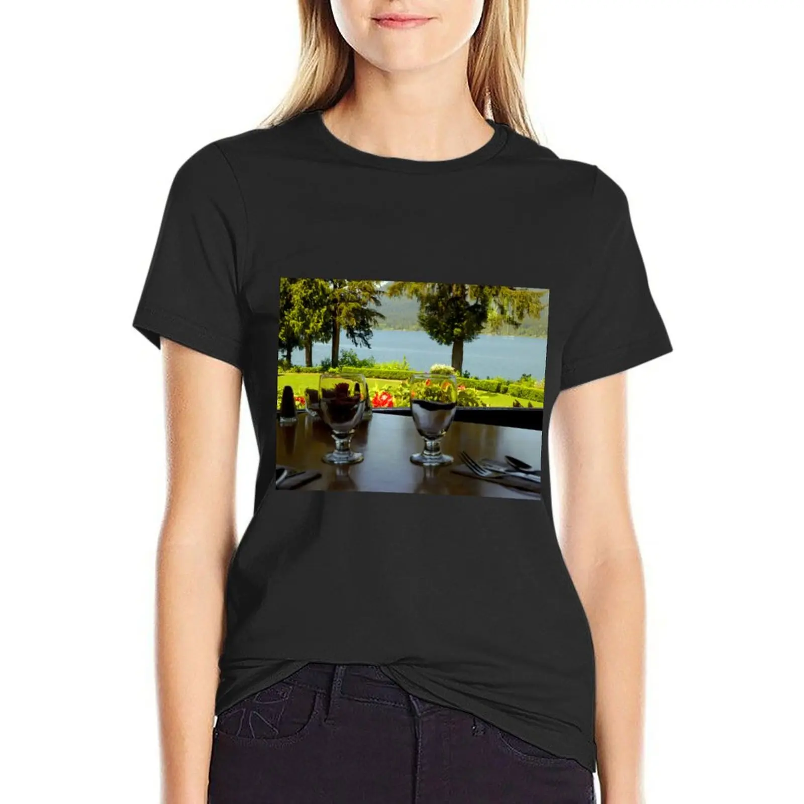 Table For Two at Lake Quinault Lodge T-Shirt aesthetic clothes Blouse korean fashion Short sleeve tee ariat shirts for Women