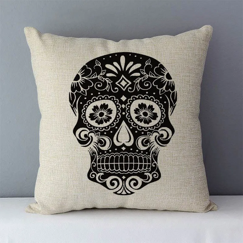 Post-modern style couch cushion cover Skull printed home decorative pillows square size 45x45cm seat back cushions pillowcase