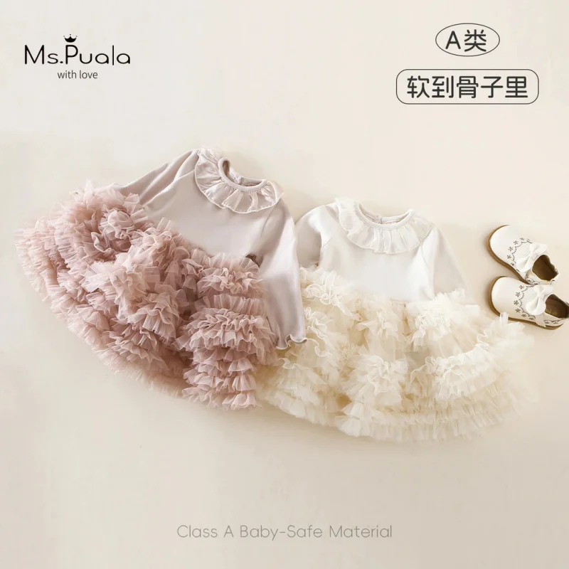 

Autumn NewAChildren's Clothing Skirt Infant Toddler Girl Baby Autumn Long Sleeve Cake Puff Dress Lightweight Dress