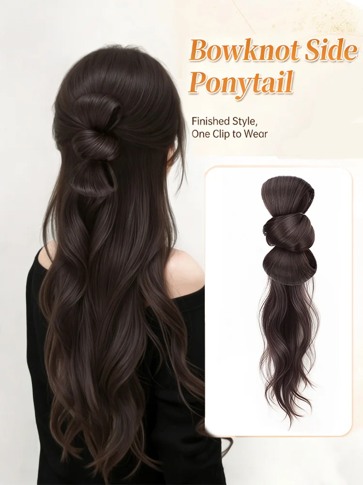 

12-дюймовый женский парик в ретро-стиле с бантом, кудрявыми волосами и косами, полувысокий, из синтетического волоса (имитация куриных перьев)