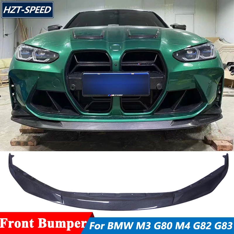 R Style Carbon Fiber Material Front Bumper Lip Spoiler For BMW M3 G80 M4 G82 G83 Tuning 2021 Up