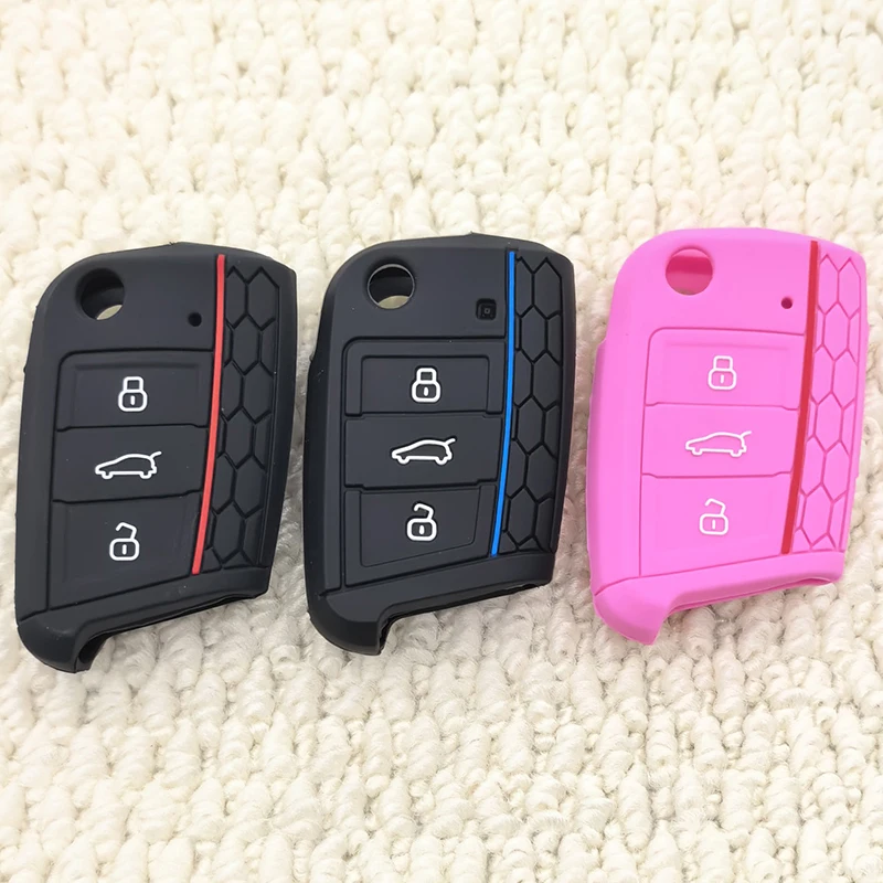 3-Tasten Klappschlüssel-Hülle aus Silikon Passend für VW GOLF 7 MK7 SKODA SEAT 2014 2015 2016 FOB HULL OCTAVIA COMBI LEON IBIZA CUPTRA