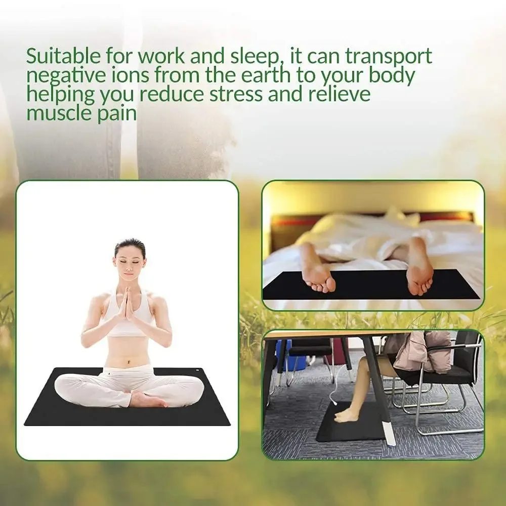 90x60cm Grounding Mat Earthing Pad for Sleep Support, EMF Protection, Electrostatic Relief, Health Recovery with Earthing Cable