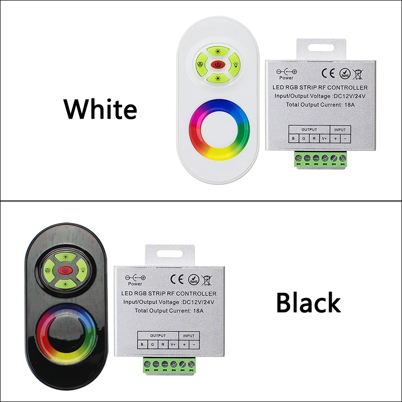 LED RGB Strip Controller 18A DC12V 24V RF Wireless Touch Remote Control Dimmer for LED 5050 2838 Colorful Light Bar String Lamps