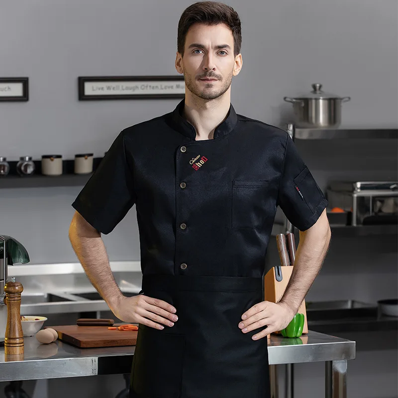서양 레스토랑 스테이크 바베큐 상점 작업복 반팔 여름 복장 냄비 레스토랑 호텔 캔틴 주방 요리사 유니폼