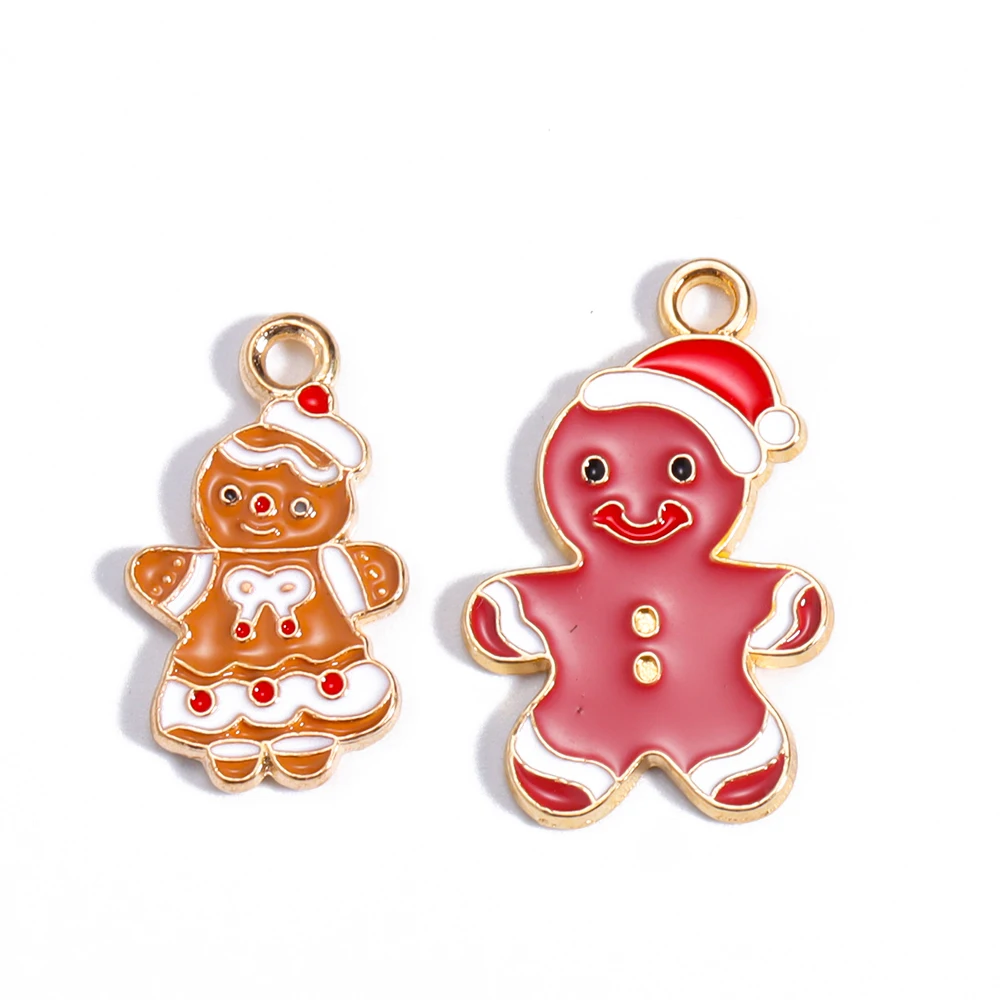 10 stücke Emaille Weihnachten Charms Weihnachten Elch Geschenk Schneemann Santa Claus Anhänger für DIY Halskette Ohrring Schmuck machen Accessoires – Detail 3