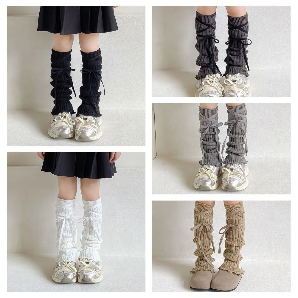 Fashion Korean Style Children's Leg Warmers Balletcore JK Knitted Leg Cover Woolen Long Stockings Strap Leg Socks Baby