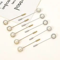 Wholesale Fashion Pearl Flower Plate Brooch Pin For Woman Metal Pin Fixed Muslim Femme Scarf Accessories 10/Pcs