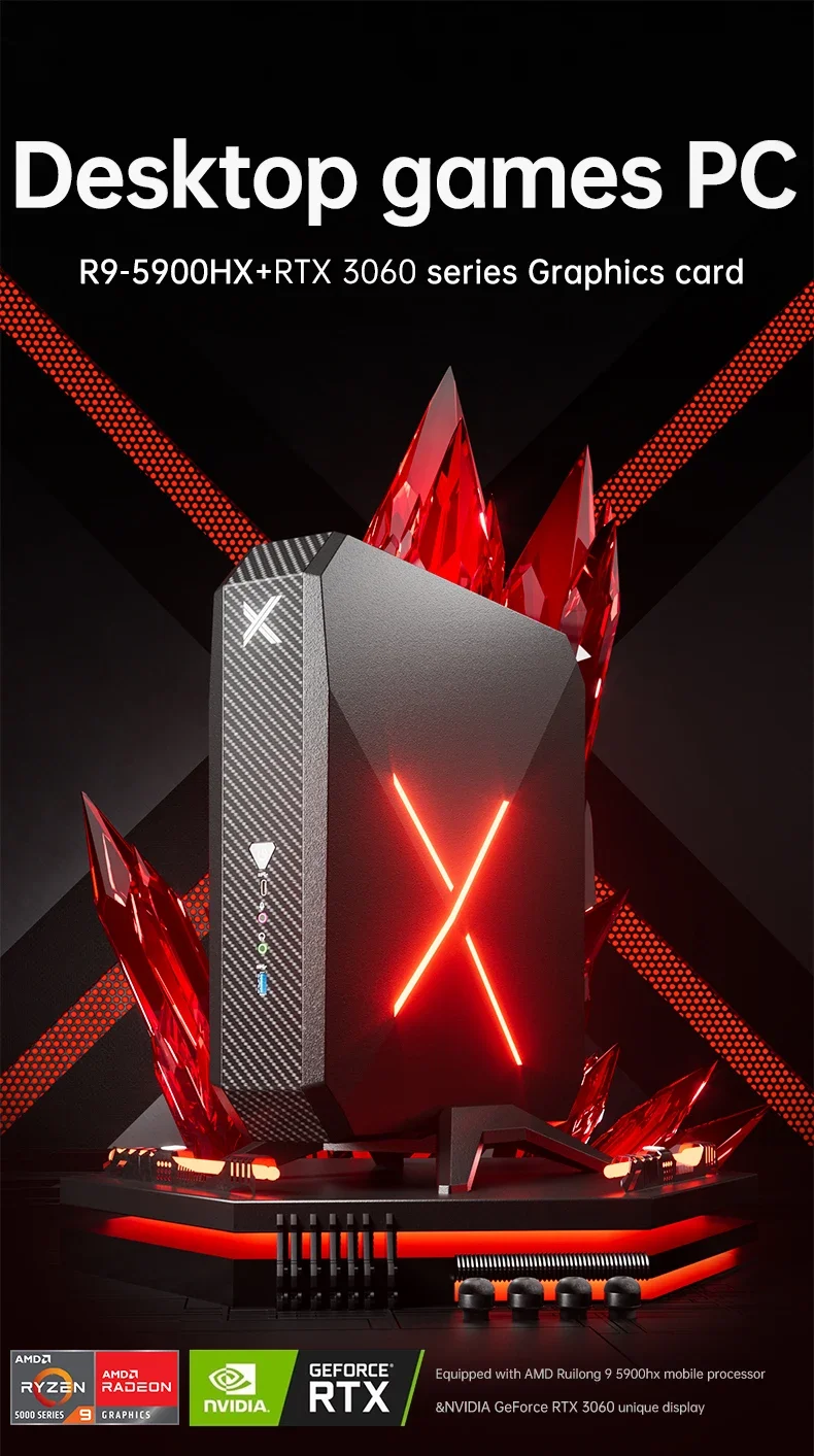 For AMD Ryzen R9-5900HX ITX Mini Host 8G Exclusive Display Esports Game Business Desktop Computer