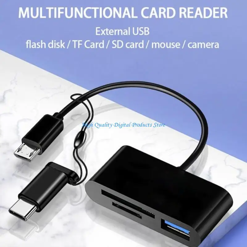 U2JE Super Speed Type C to Micro USB TF Card Reader Adapter with OTG Function