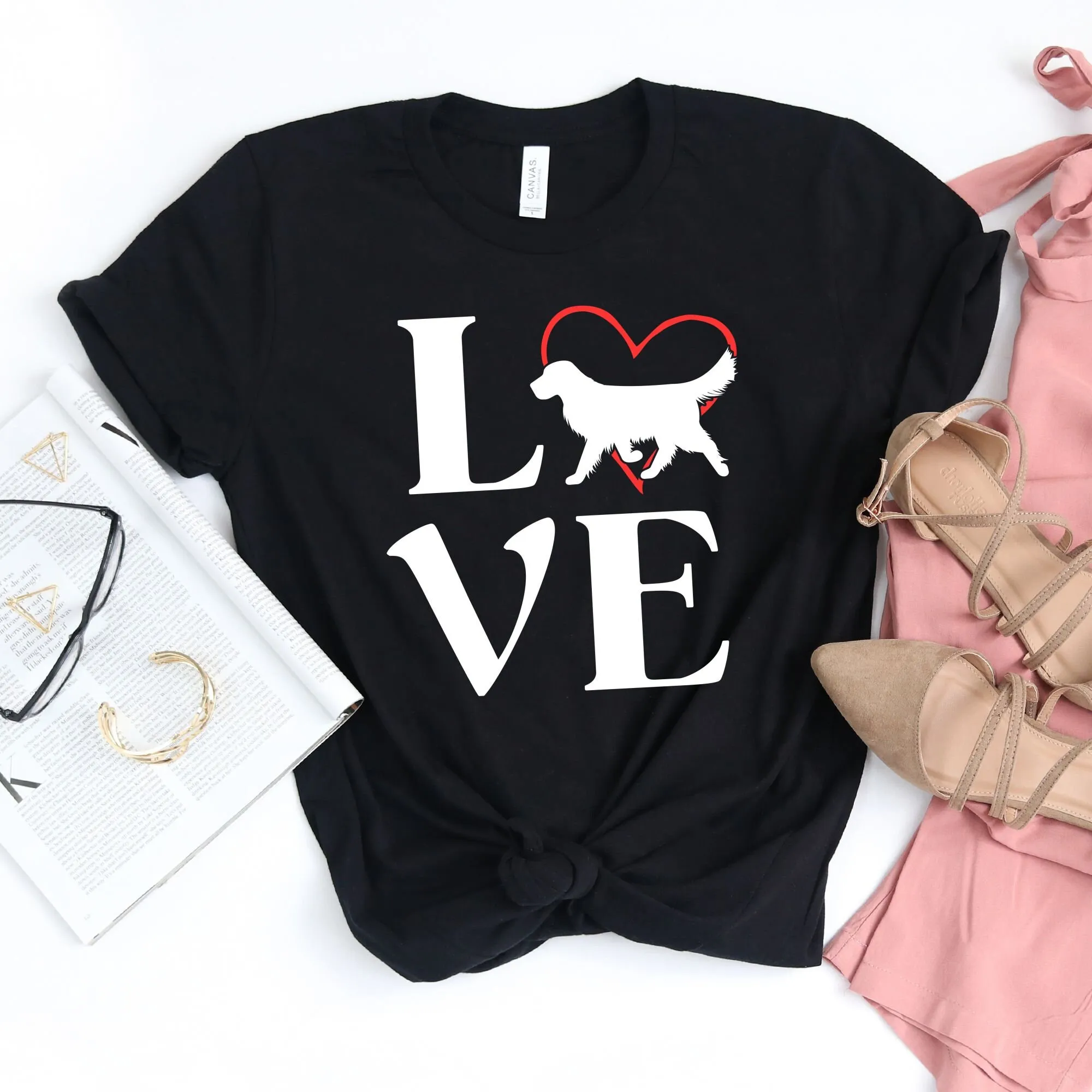 LOVE Golden Retrievers camiseta Retriever perro propietario mamá blanco