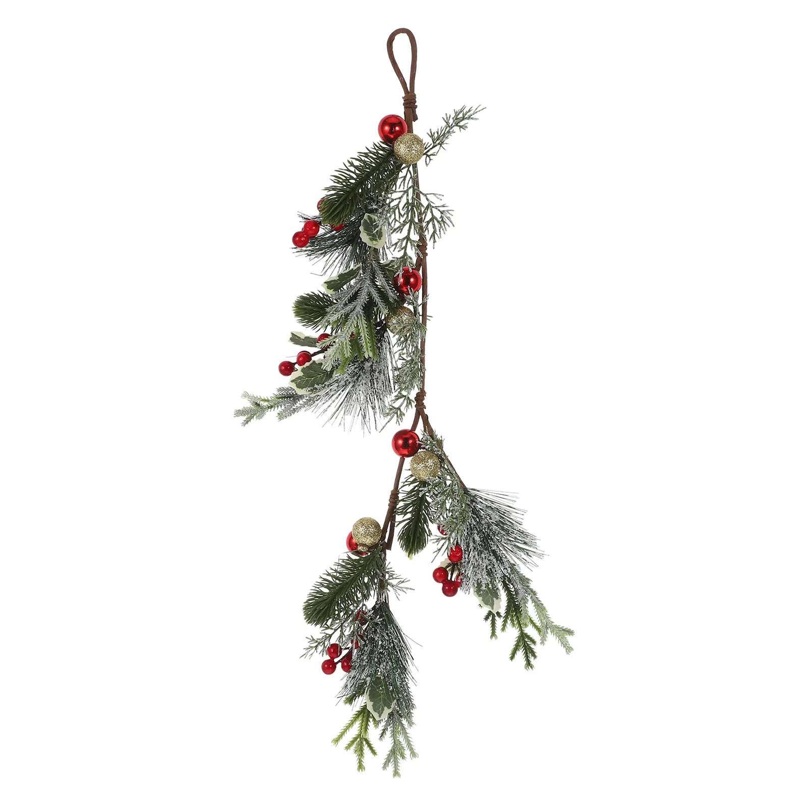 

Christmas Teardrop Swag Winter Teardrop Wreath Red Berries Gold Ornament Front Door Hanging Artificial Garland Seasonal