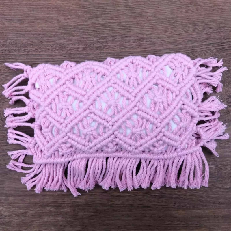 Newborn Photography Props Baby Mini Posing Pillow Cotton Hand Woven Tassel Crochet Pillow for Baby Boys Girls Photo Studio Props