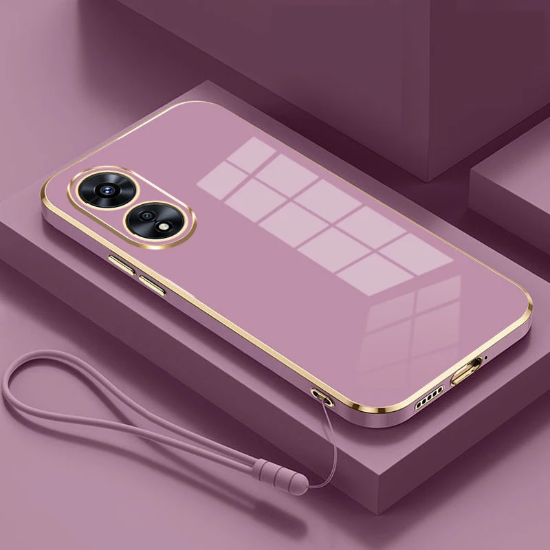 Para Oppo A18 funda OPPO A38 funda de teléfono oppo A17 A17K A58 A78 5G A98 A58 4G A78 4G a18 funda trasera chapada cuadrada de lujo a prueba de golpes