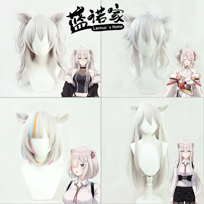 Virtual YouTuber VTuber Shishiro Botan Anime Cosplay Wigs Fiber Heat Resistant Synthetic Hair + Wig Cap