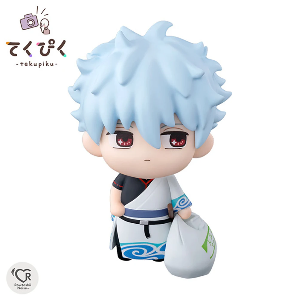 BANDAI Tekupiku Gintama Sakata Gintoki 10.5cm Collectible Doll Kawaii Anime Figure Model Toy