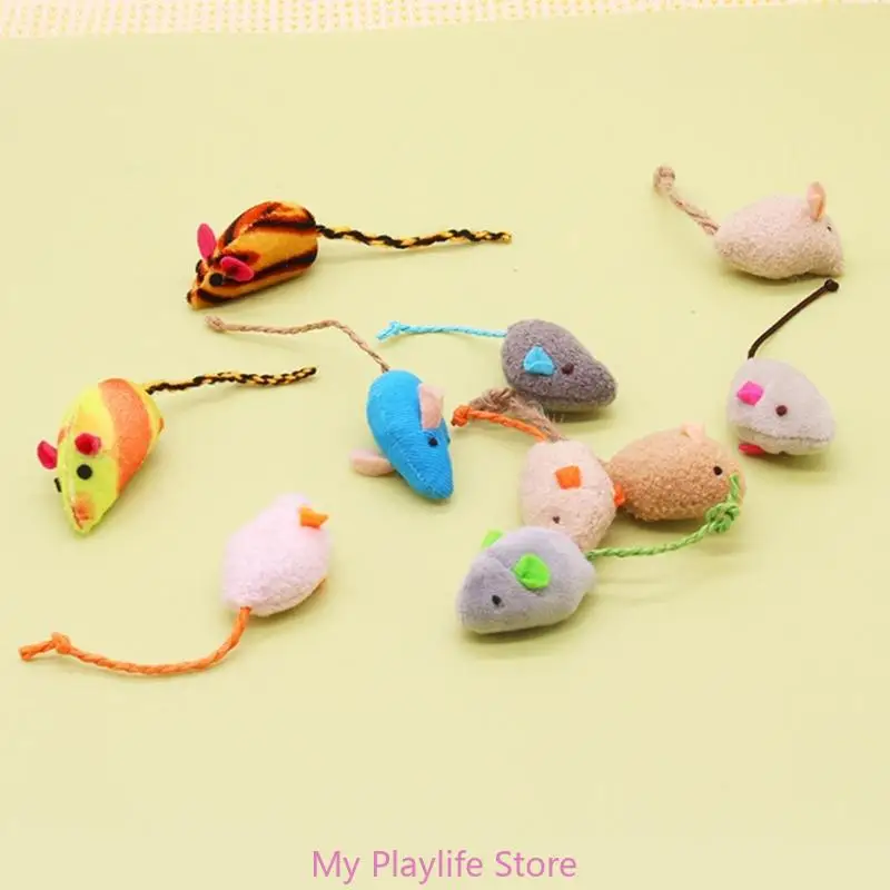 8 Pcs Cat Toy Plush Mouse Long Tail Toy for Kitten Teething Chewing Toy for Cat to Exercise Gift Pet Supplies