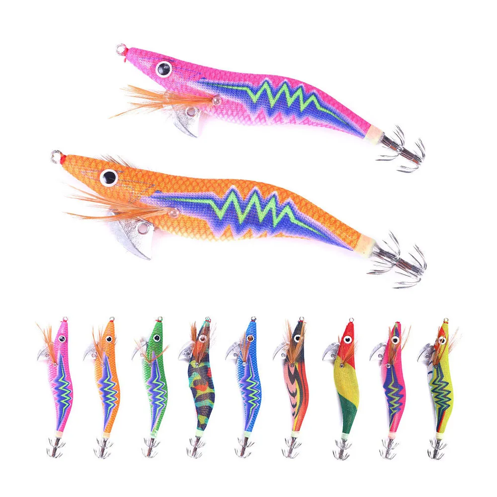 1pcs Hard Fishing Bait Fishing Lure Lead Sinker Squid Jig Hook Wooden Shrimp Artificial Fishing Lures Octopus Cuttlefish Shrimp