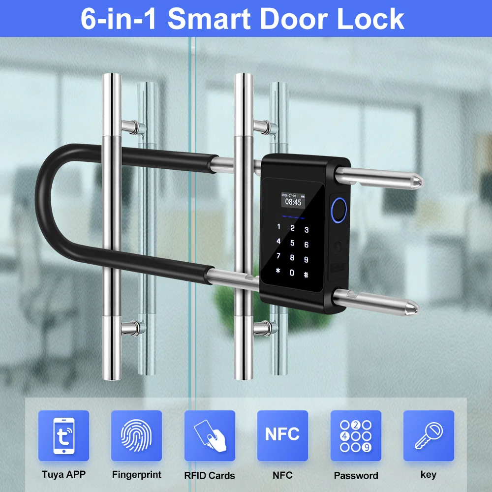 Bluetooth Tuya Smart Fingerprint Door Locks Waterproof Electronic U-shape Biometric RFID Digital Password APP Padlock Bike Lock