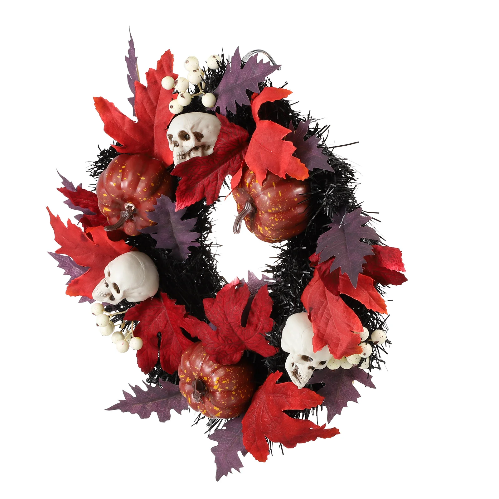 

Garland Halloween Wreath Decor Supply Imitation Pumpkin Black Door Pendant Maple Leaf