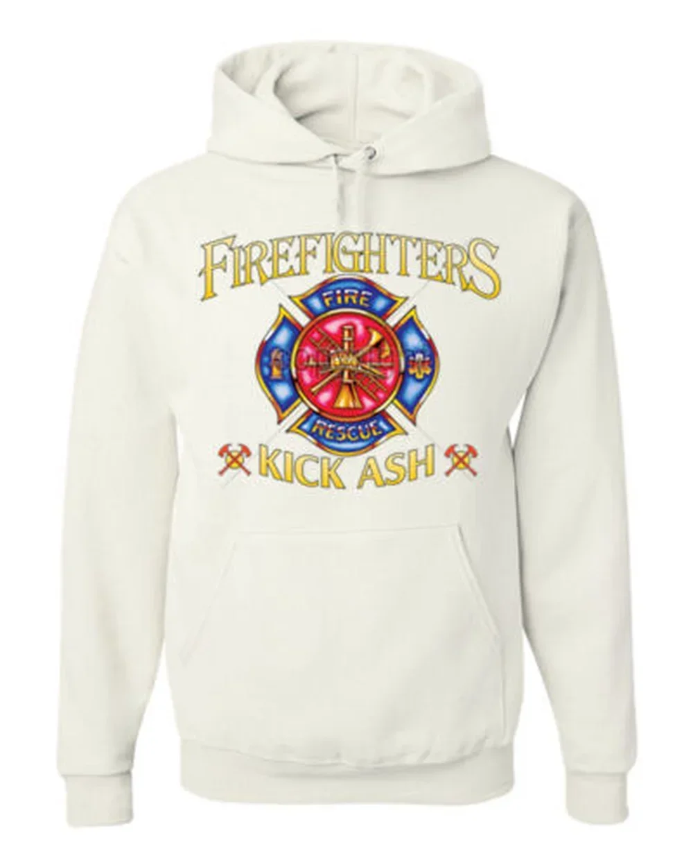 Firefighters Kick Ash Fireman Volunteer Fire Dept Crest Pullover Hoodie Comfortable Cotton Casual Mens Sweatshirt Streetwear