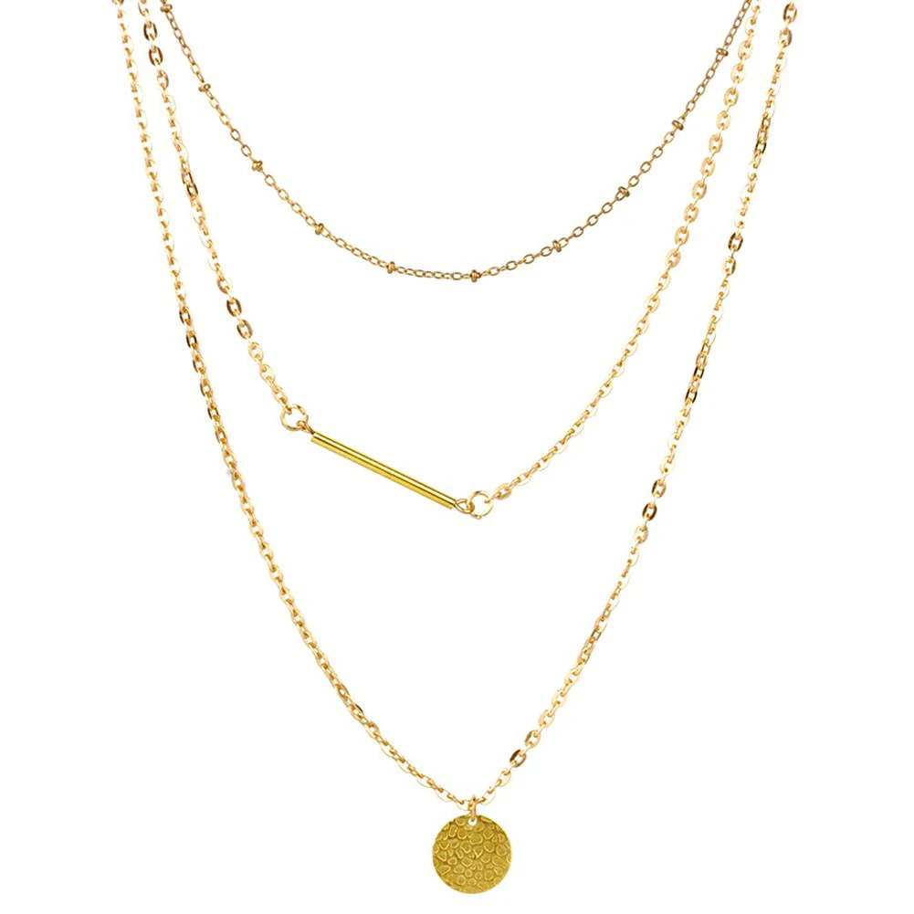 Geometric Sequined Multilayer chain necklace