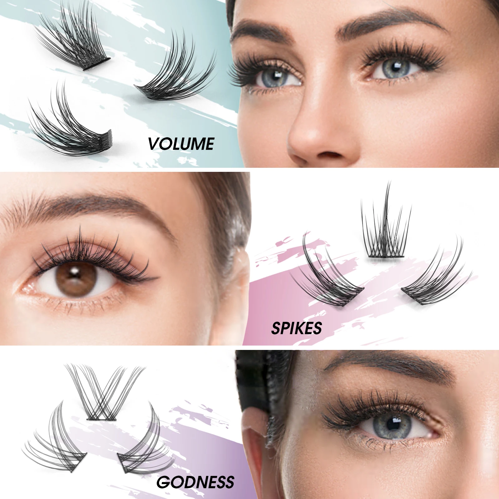 EASITENSION 9 Styles DIY Cluster Eyelash Extension 10-16mm Female Makeup Faux Mink Volume Natural Dovetail Segmented Lash