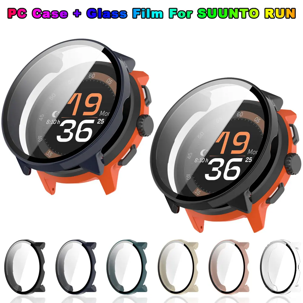 Glass + PC Case For Suunto Run Tempered Glass Anti-scratch Screen Protector & Hard Protective Bumper Covor Smart Accessories