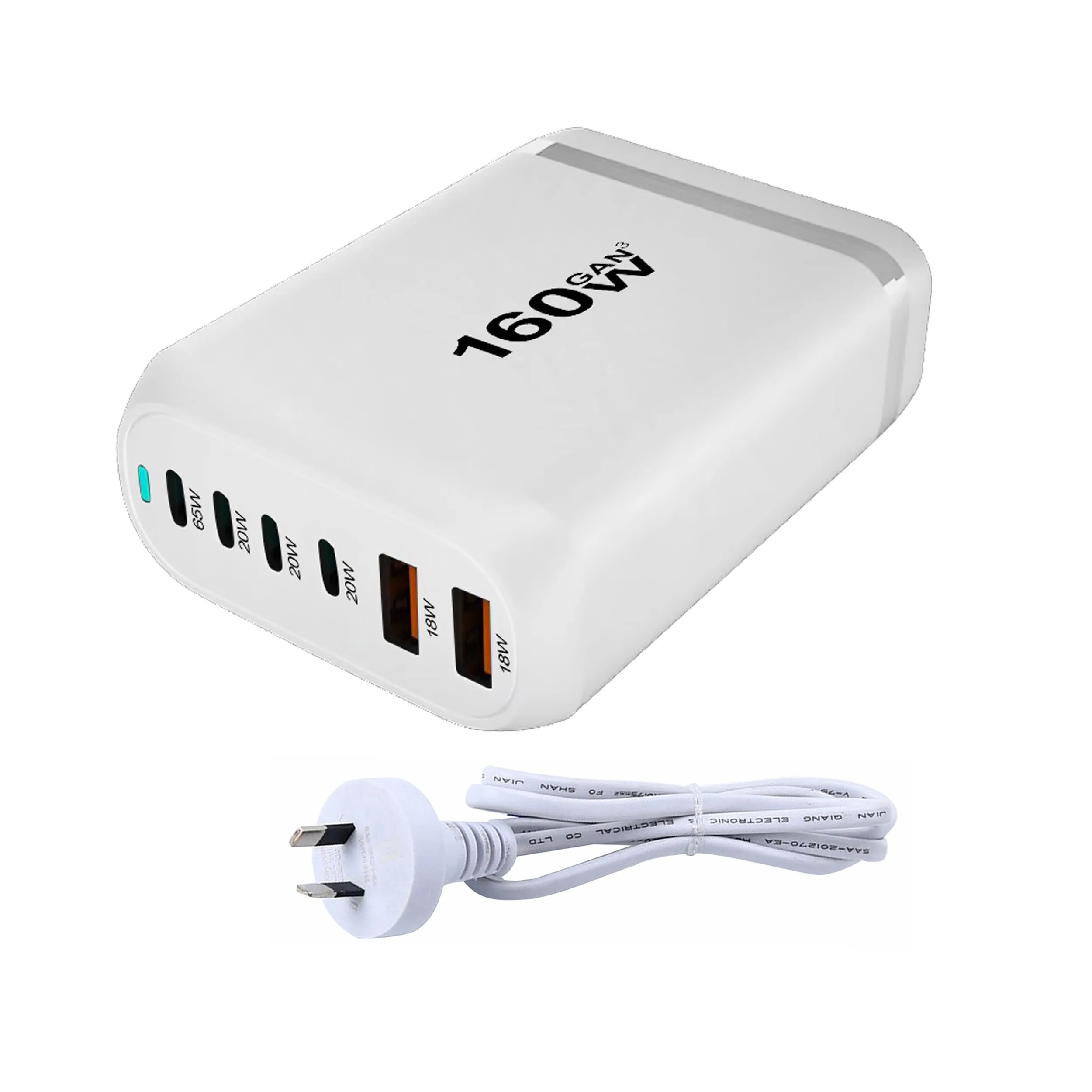 160W Gan Fast Charge 3.0 USB Type C Fast Charger Mobile 6-port USB Type C PD Charger  Convenient To Carry Tablet Charger