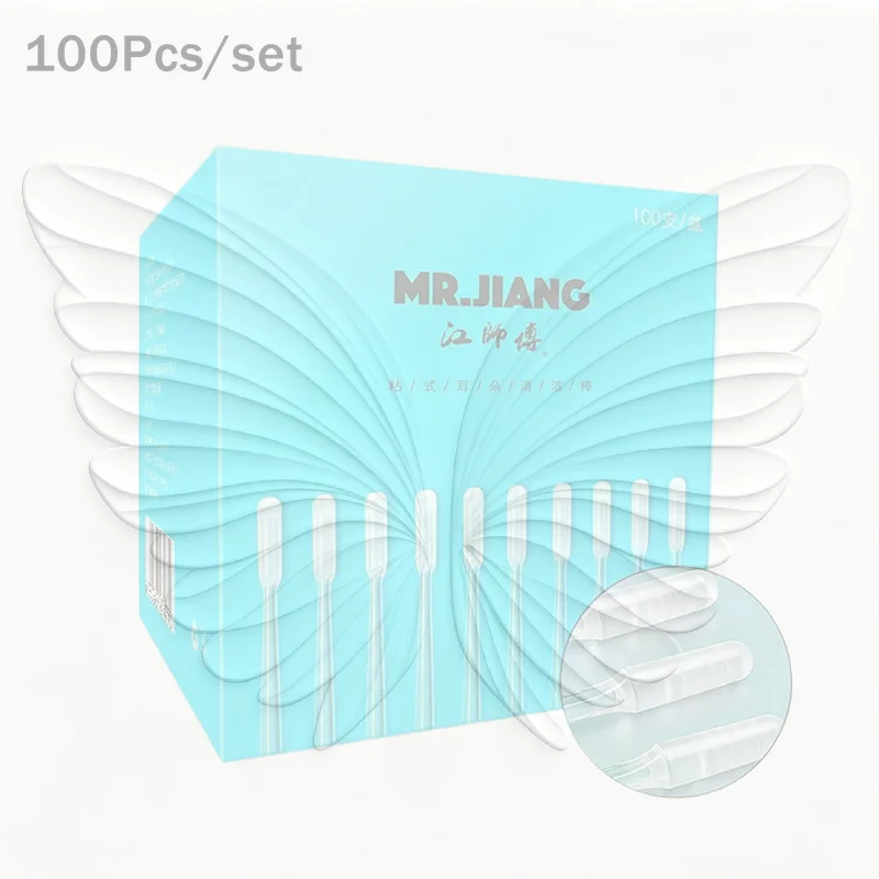 100Pcs Disposable Sticky Ear Swabs Pick Reusable Ear Cleaner Silicone Ear Wax Removal Tool Earwax Remover For Olders Adult Kid