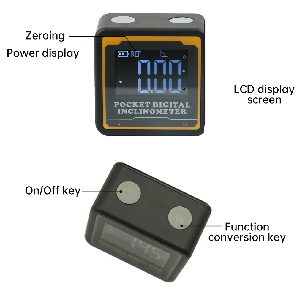 Cyfrowy poziom miernik nachylenia Mini inklinometr cyfrowy pomiarowy 90 ° z podstawa magnetyczna uniwersalne kątowniki nastawne elektronicznym