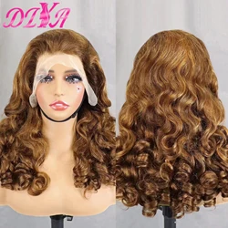 Natural Glueless Loose Wave Human Hair Wig for Black Women 300% Density Bouncy Curly Brazilian Remy Hair 13x4 Lace Frontal