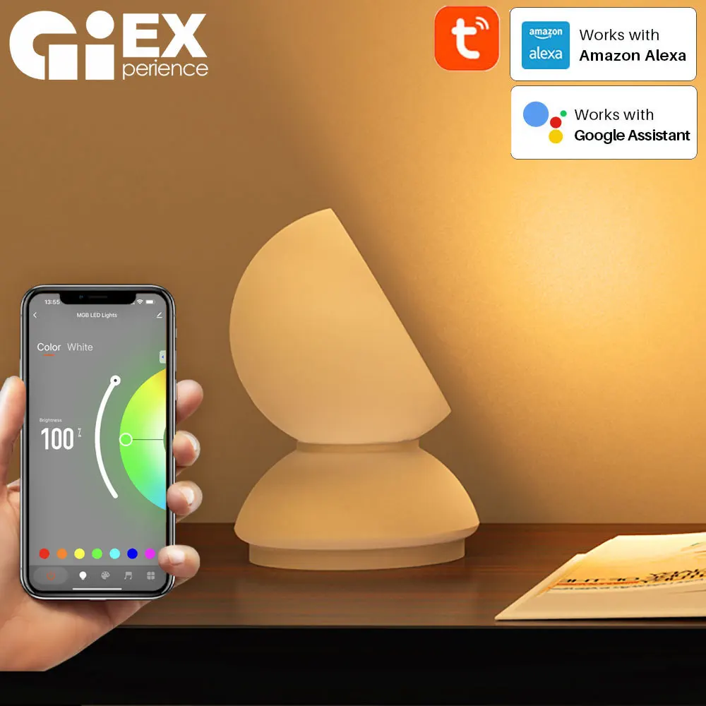 Smart RGB Music Sync Ambient Lamp Magnetic Charging Portable LED Atmosphere Light Sunset TUYA Smart Life Alexa Google Assistant