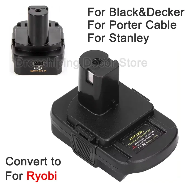 for Black&Decker/Stanley/Porter Cable 18V 20V Li-Ion Battery Convert to for Ryobi 18V Battery Tool Battery Adapter Converter